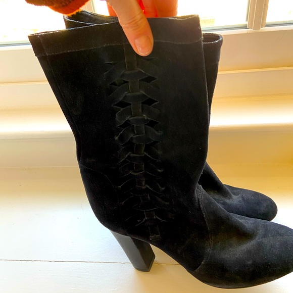 Delman black suede boots, barely used. - Picture 1 of 5